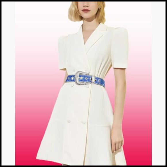 Faux Leather Rhinestone Studded Western Belt with Removable Buckle